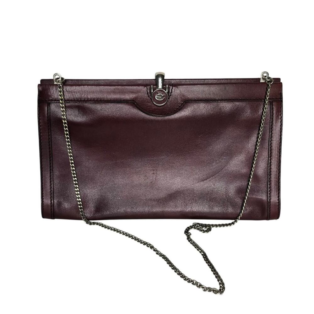 Vintage Esquire Burgundy Leather Clutch Purse Made in USA